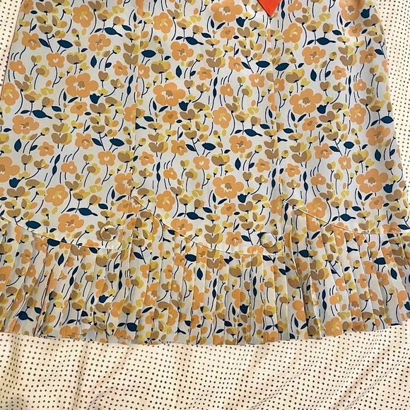 MARC JACOBS Silk Floral Print Pleated Skirt, Blue Yellow Orange, US 2 - Picture 12 of 16